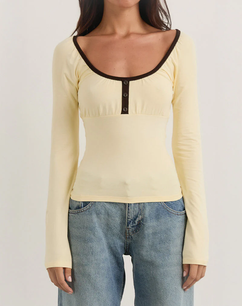 Shou Top in Buttermilch mit brauner Bindung - Image 4