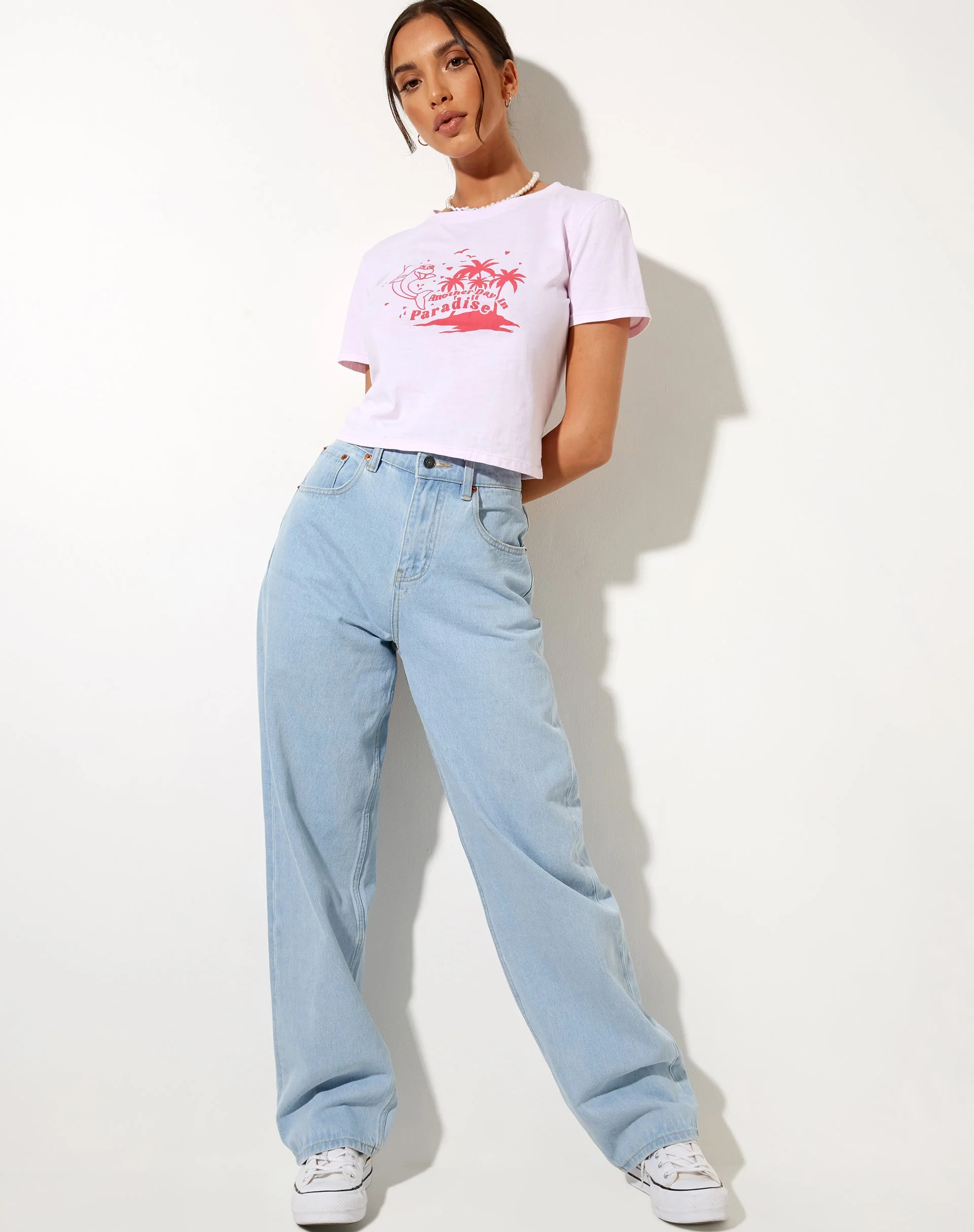 Eingeschrumpftes T-Shirt in Babyrosa Paradies-Delfin - Image 4