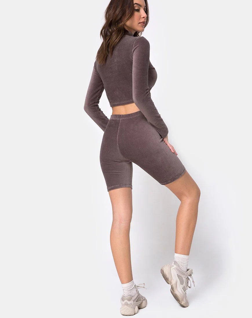 Shureen Crop-Top aus mokkafarbenem Rippensamt - Image 4