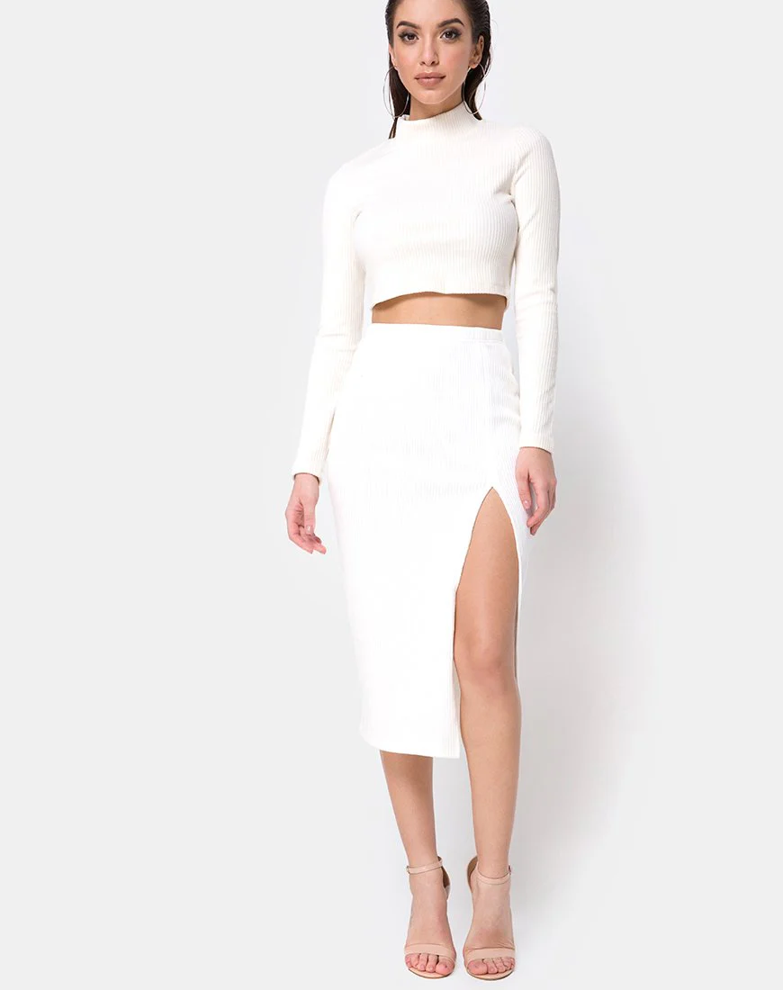 Shureen Crop Top aus Samtripp Weiß - Image 3