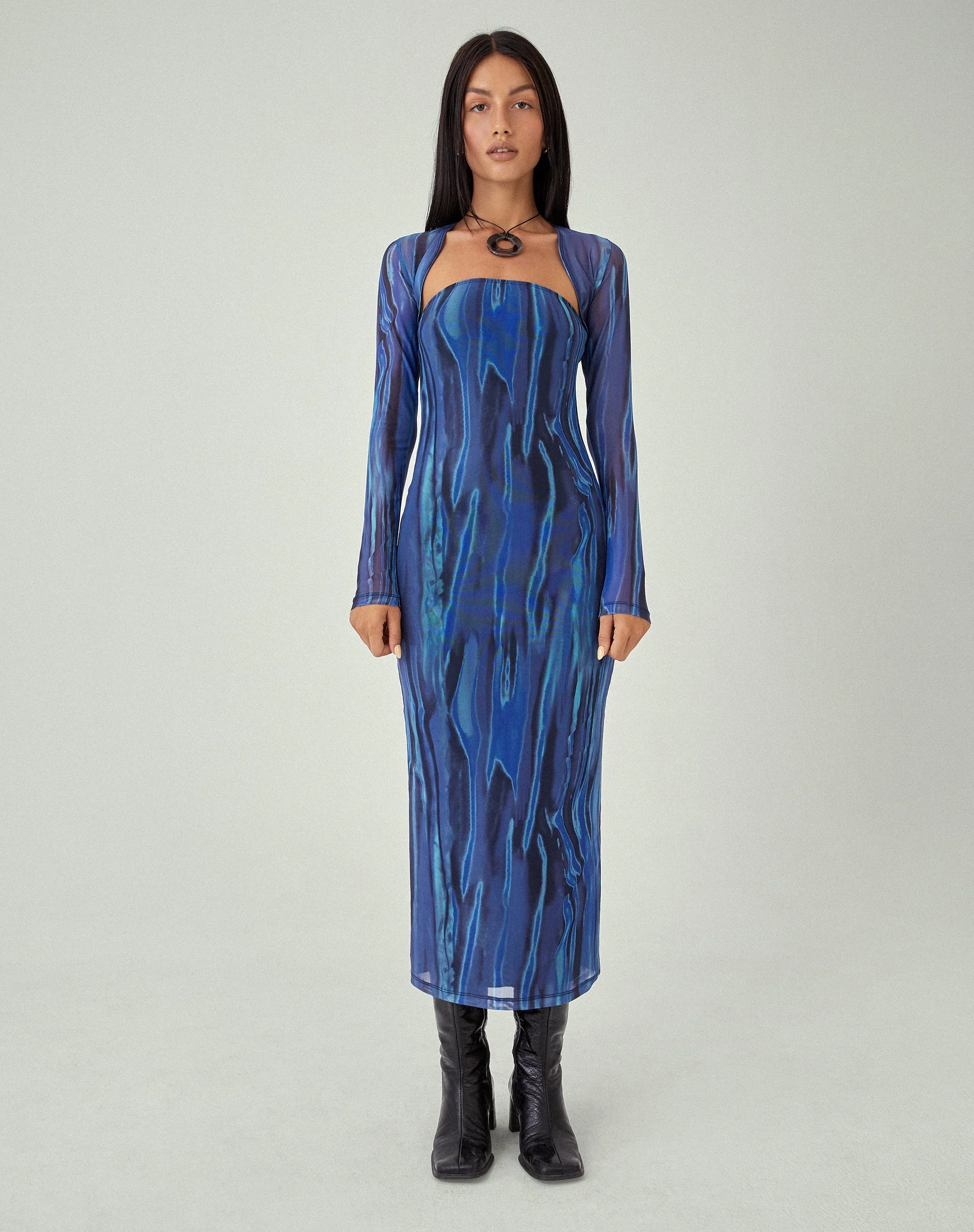 MOTEL X JACQUIE Shuro Midikleid in Farbe Bleed Blau - Image 3