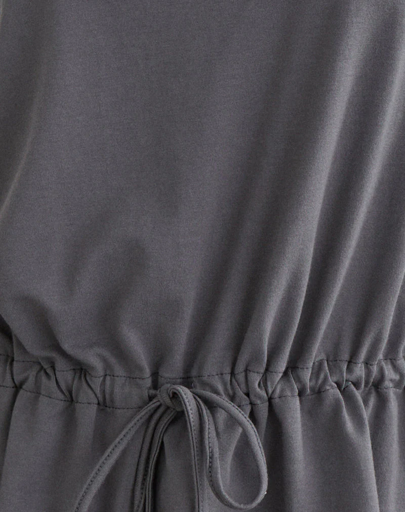 Sika One-Shoulder-Top in Anthrazitgrau mit Bindegürtel - Image 6