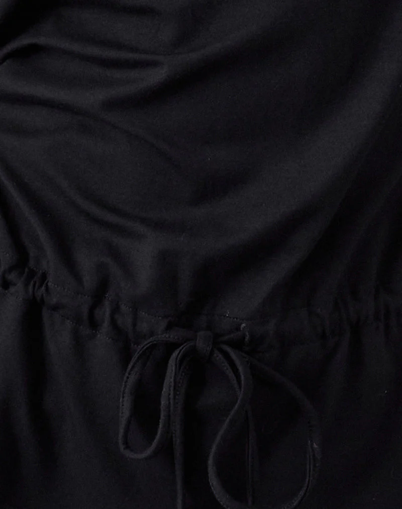 Sika One Shoulder Top in Schwarz mit Bindegürtel - Image 6