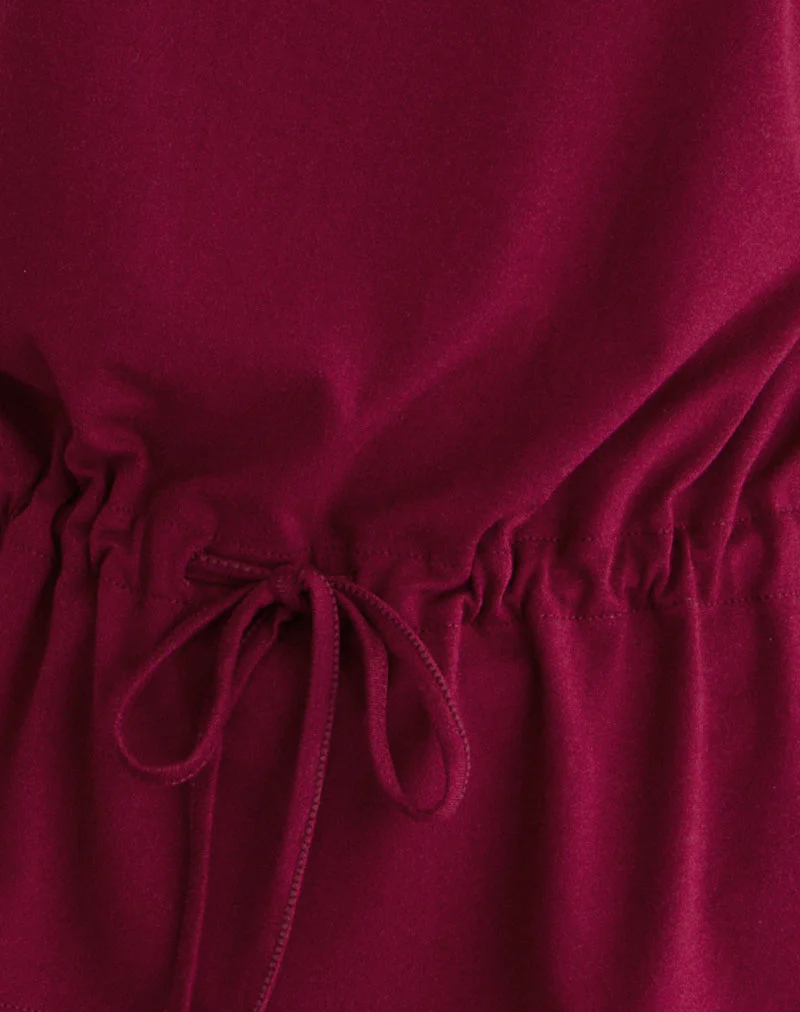 Sika One Shoulder Top in Burgunderrot mit Bindegürtel - Image 6