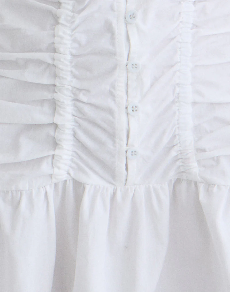 Silesa Gerafftes Minikleid in Weiß - Image 6