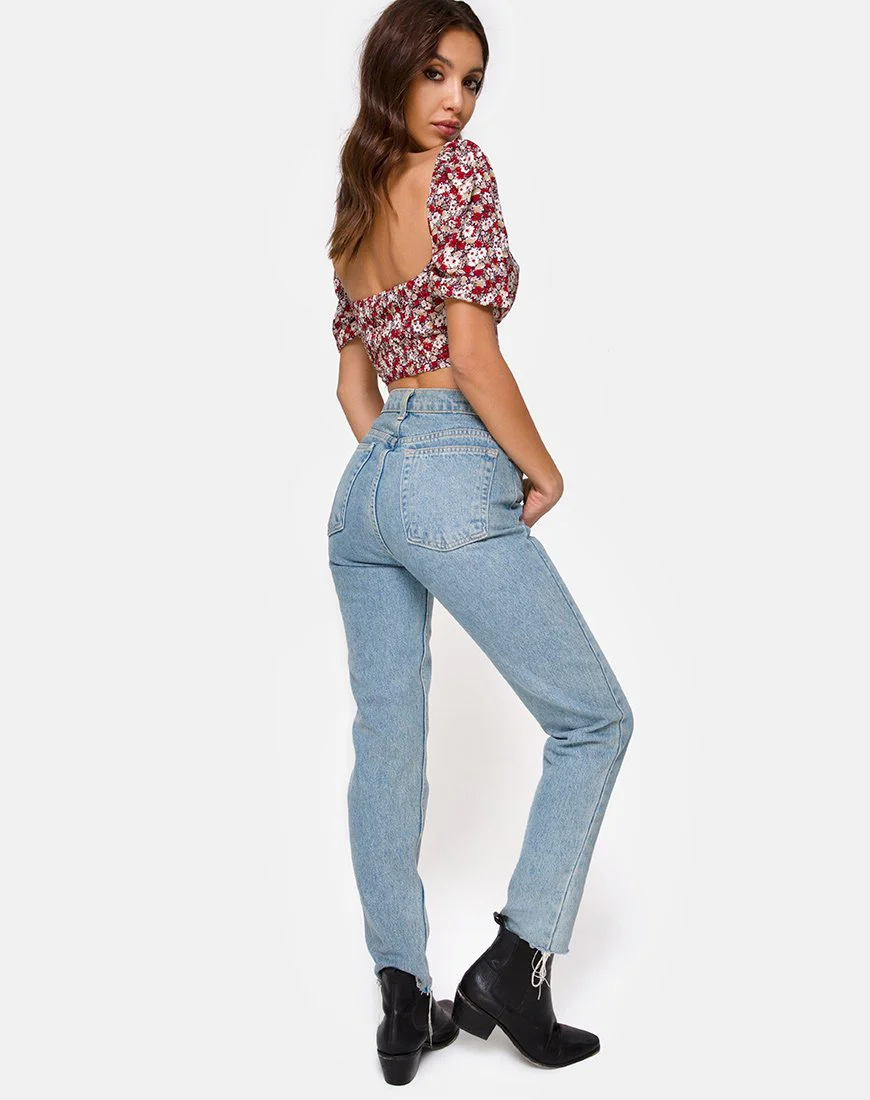 Silvia Oberteil in Floral Charm Rot - Image 4