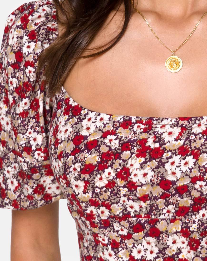 Silvia Oberteil in Floral Charm Rot - Image 5