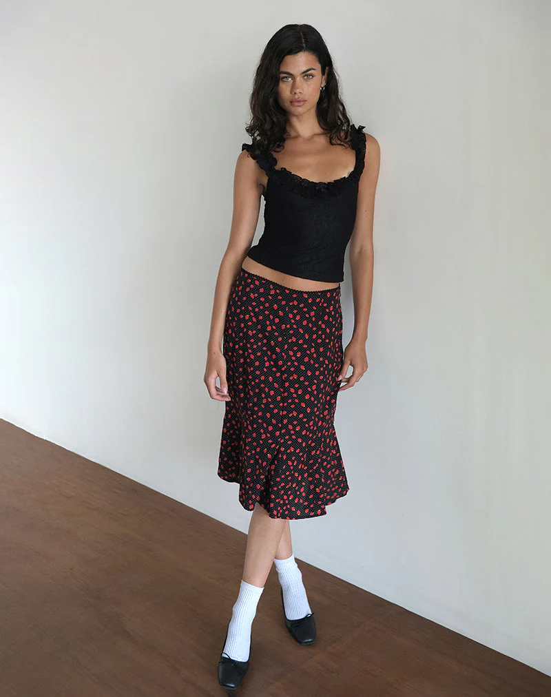 Sima Midirock in Erdbeere Polka Schwarz - Image 2