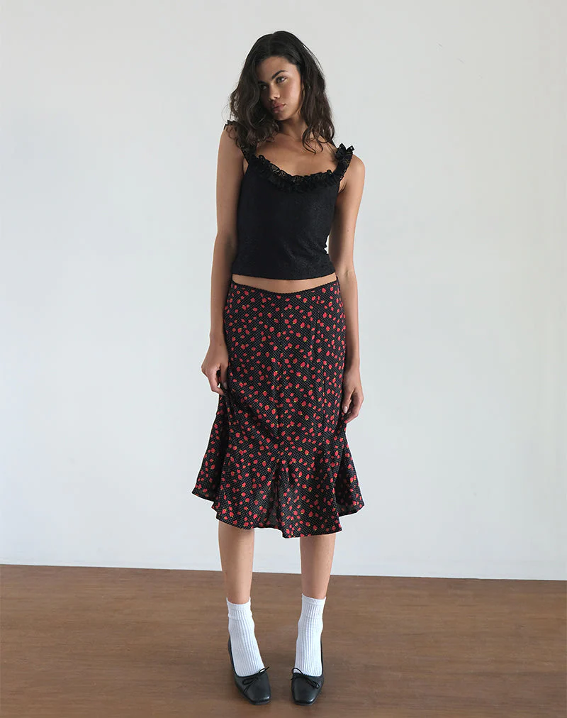 Sima Midirock in Erdbeere Polka Schwarz - Image 3