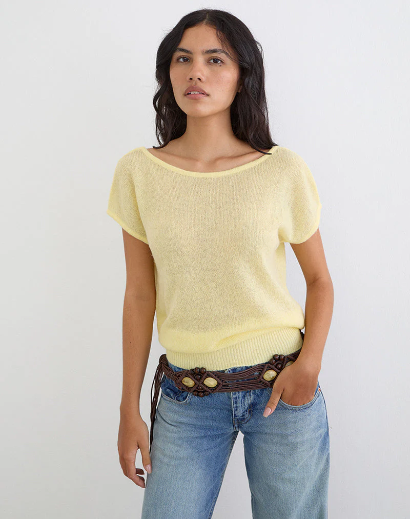 Sinda Scoopback Top in Knit Lemon - Image 2