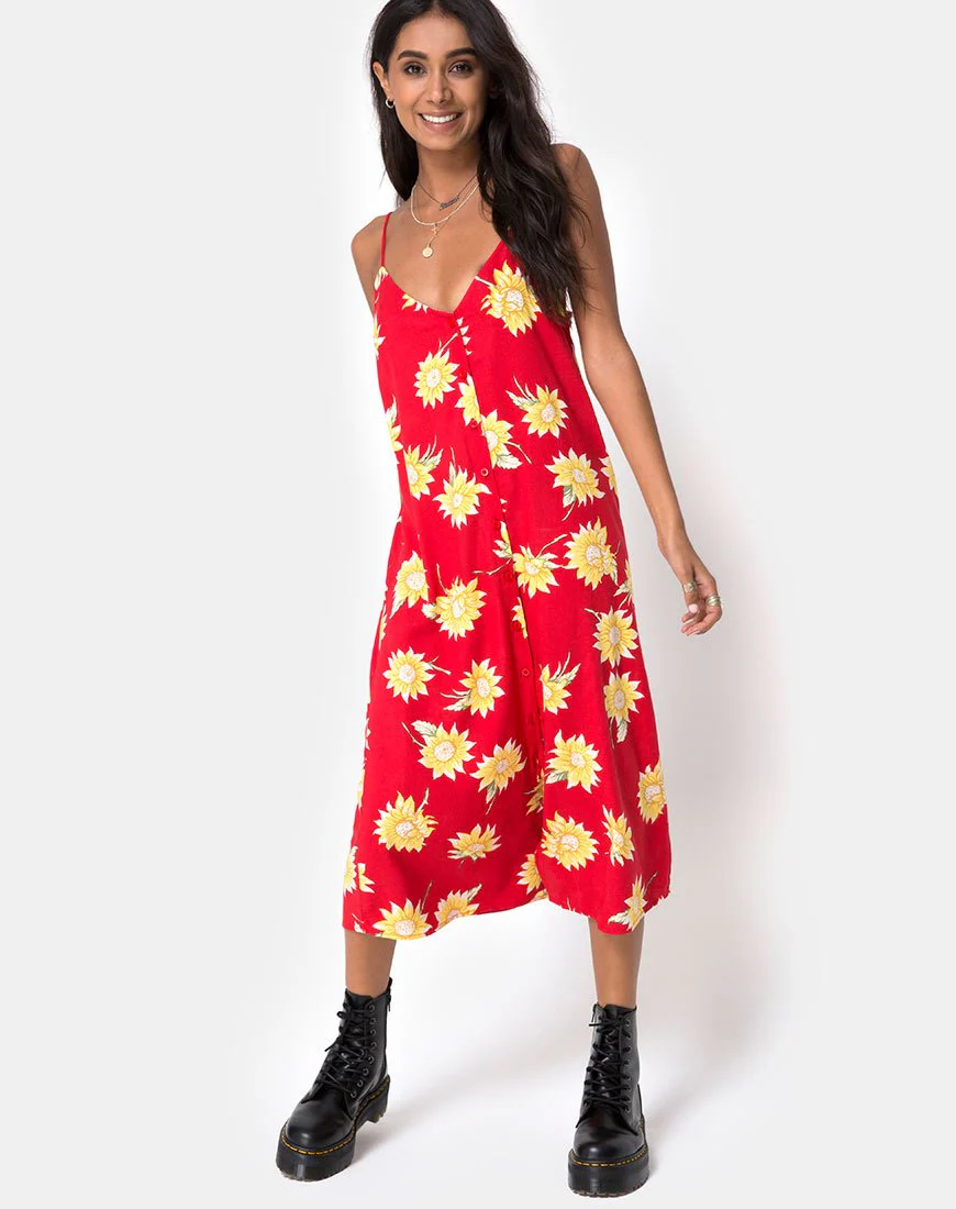 Sini Slip Midikleid in Sunny Days Rot - Image 3