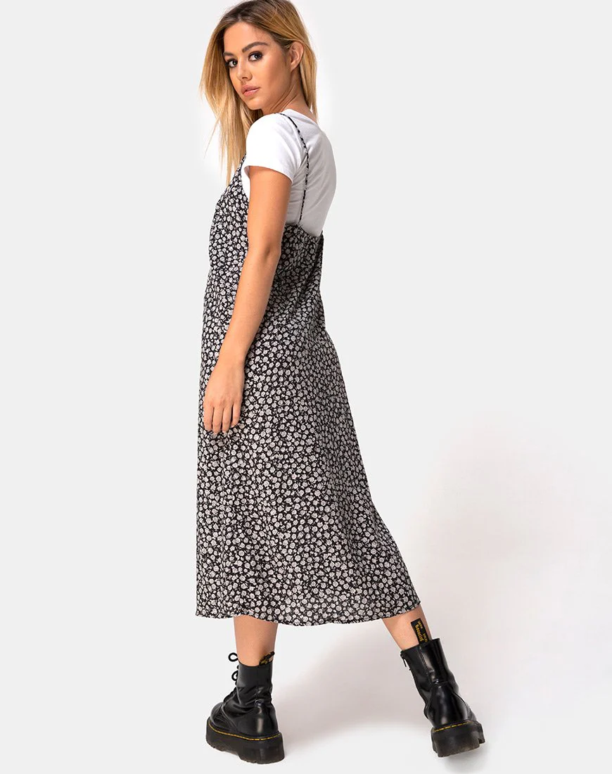 Sini Slip Dress in Ditsy Rose Schwarz - Image 4