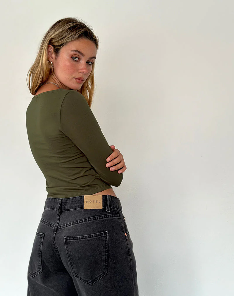 Sisil Langarm-Top in Olive - Image 5