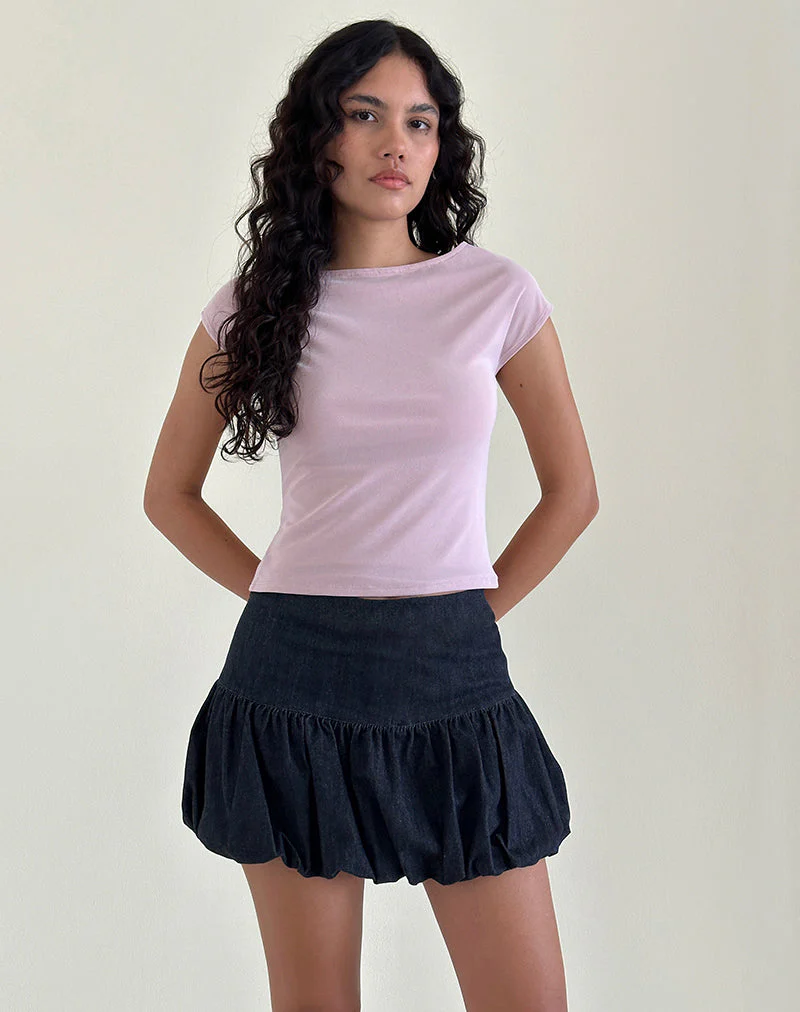 Sisila Puffball Minirock in Chambray Indigo - Image 4