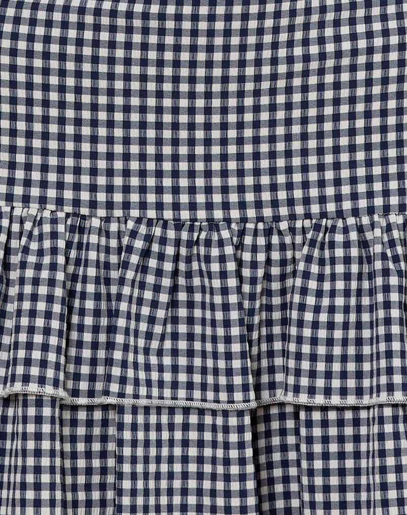 Sitav Kleid aus Seersucker Gingham Navy - Image 6