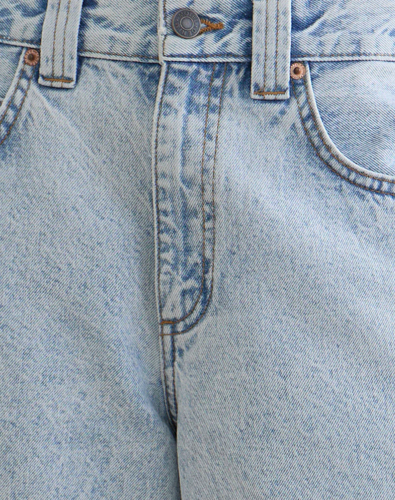Low Rise Denim Skater Short in 80's Light Wash Blue - Image 6