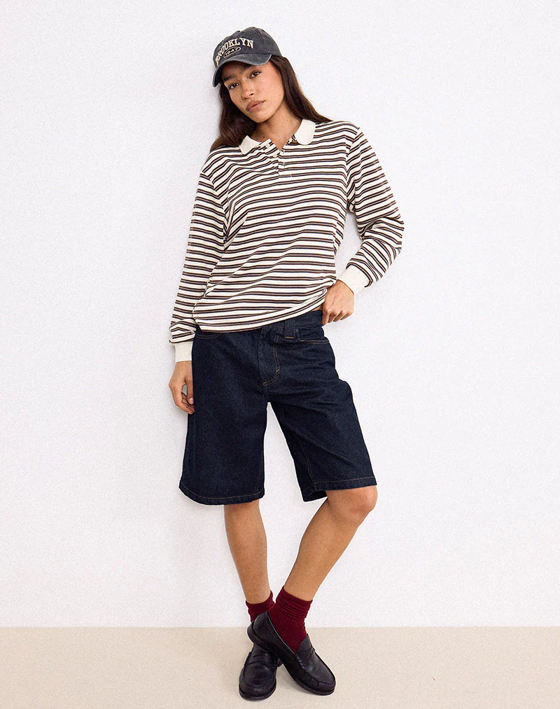 Low Rise Denim Skater Short in Indigo