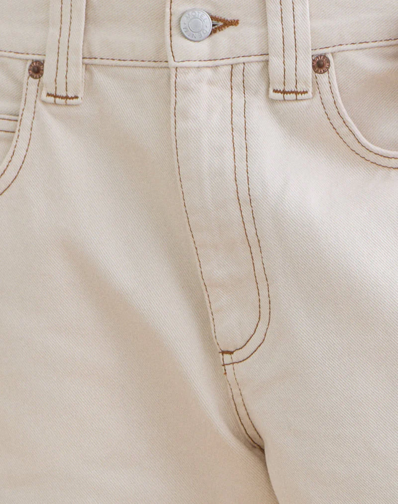 Low Rise Denim Skater Short in Off White - Image 6