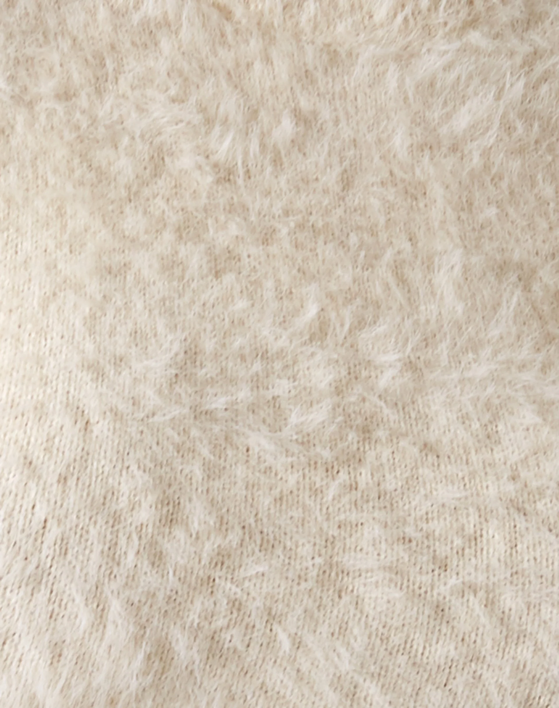Skinny Cropped Pullover aus Pelzstrick Creme - Image 6