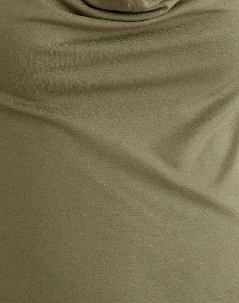 Slater Nieten-Top aus Rayon Jersey Khaki - Image 6