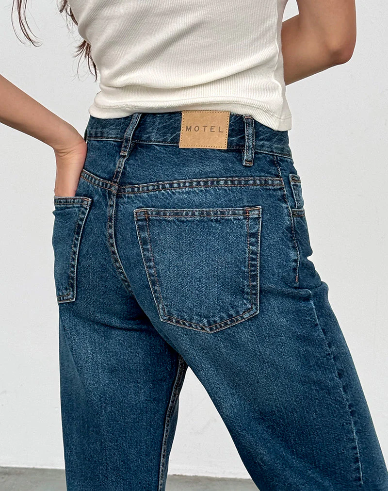 Mid Rise Slim Parallel Jeans in Mid Blue Used - Image 3
