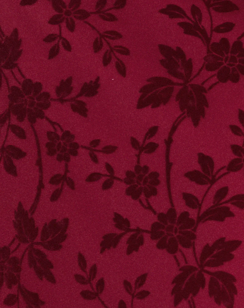 Slokya Langärmeliges Maxikleid in Vine Floral Flock Cherry - Image 6