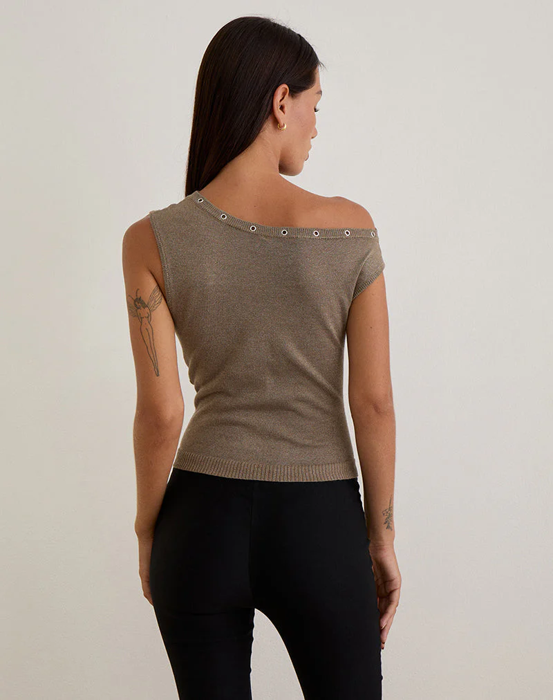 Sojin Top aus Lurex Gold mit Ösen - Image 5