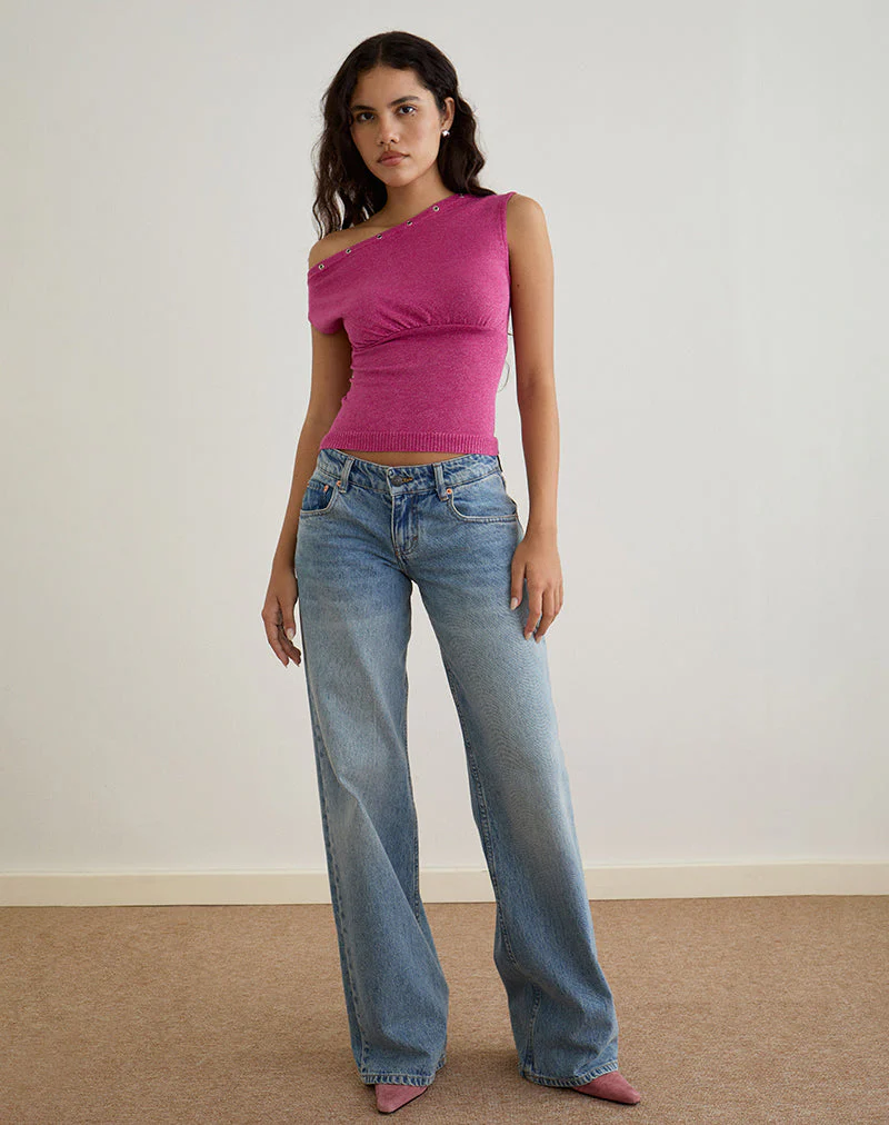 Sojin Top in Lurex Rosa mit Ösen - Image 3