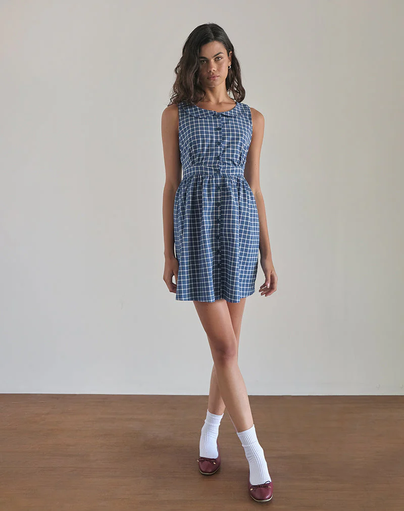 Sokasi Minikleid in Navy Tartan - Image 3