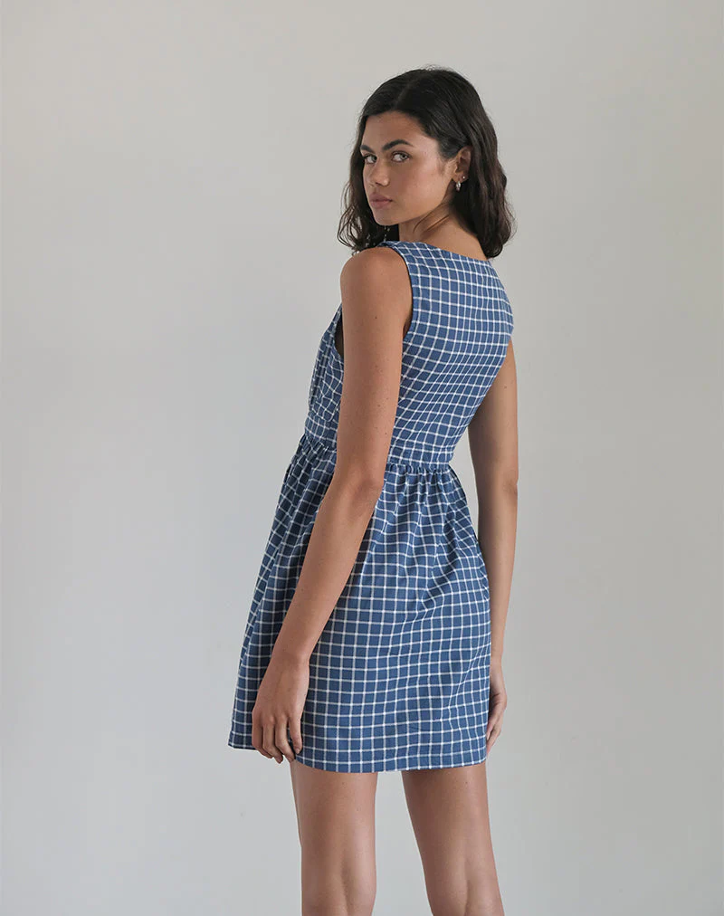 Sokasi Minikleid in Navy Tartan - Image 4