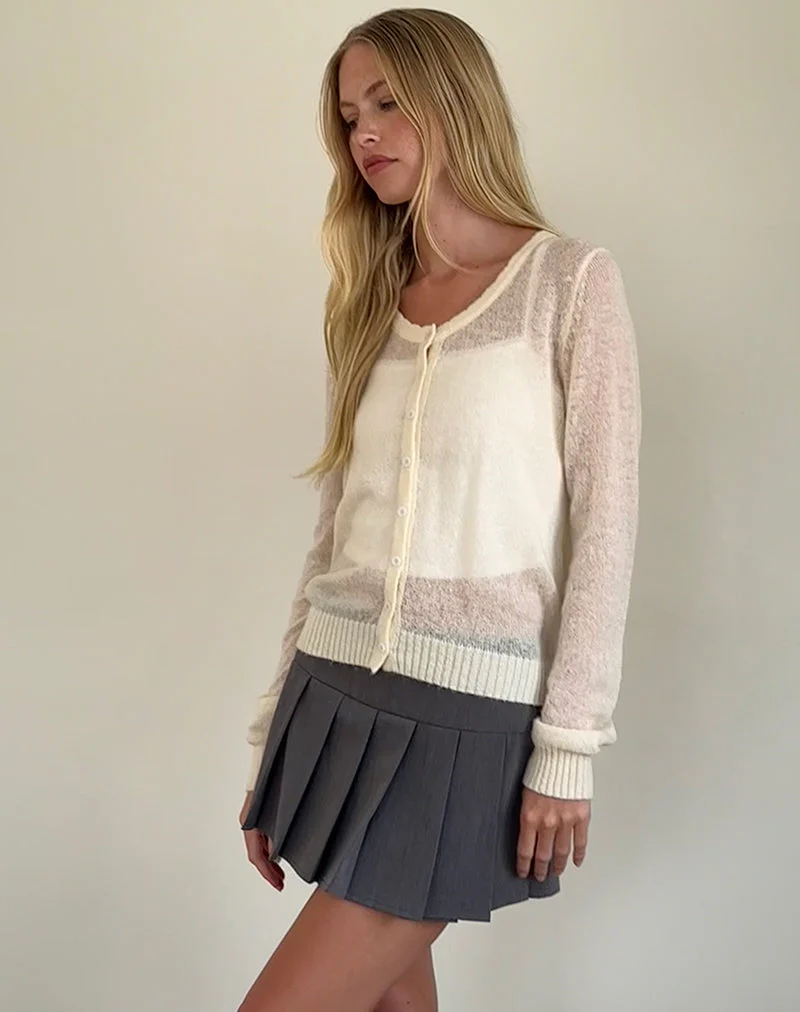 Solana Leichter Strickcardigan in Elfenbein - Image 5