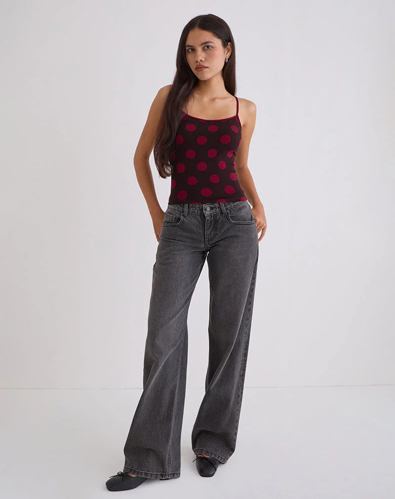 Solani Top in Braun mit großer roter Polka - Image 2