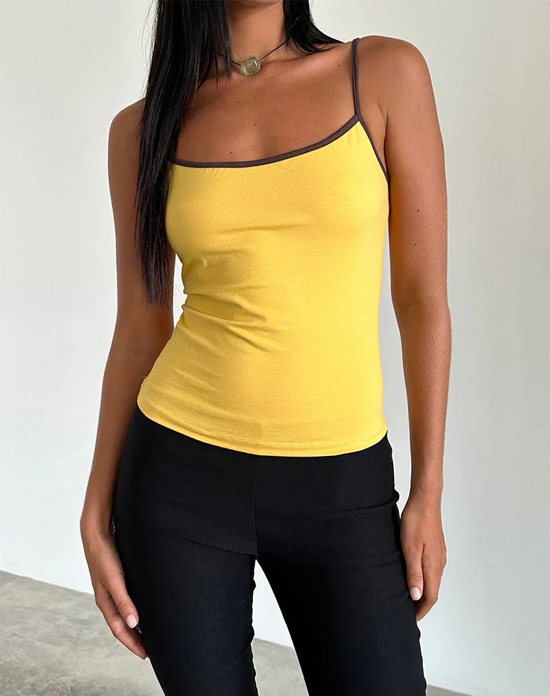 Solani-Platte in Yellow May mit Mahagoni-Einfassung - Image 2
