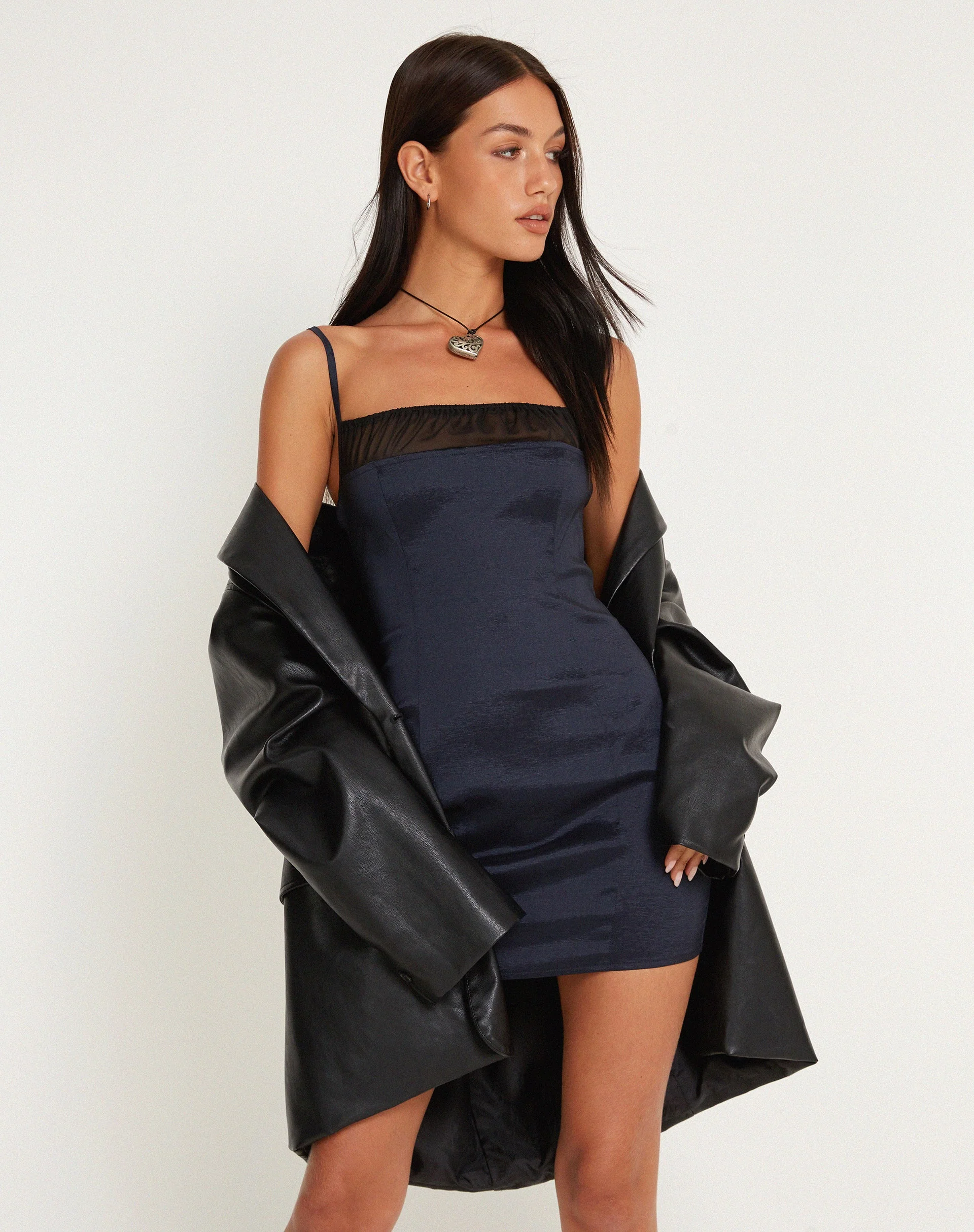 Solihu Minikleid aus Satin Navy - Image 3