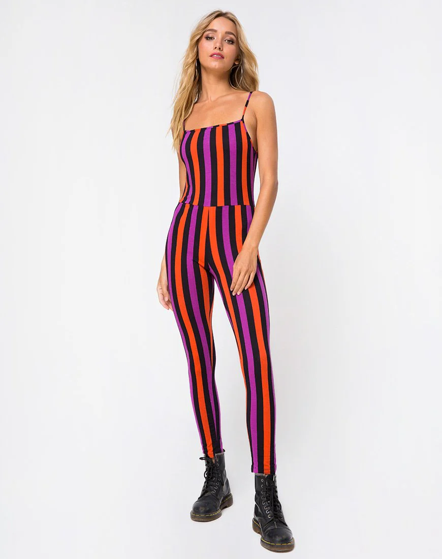 Solita Unitard in Lila und Orange gestreift - Image 3