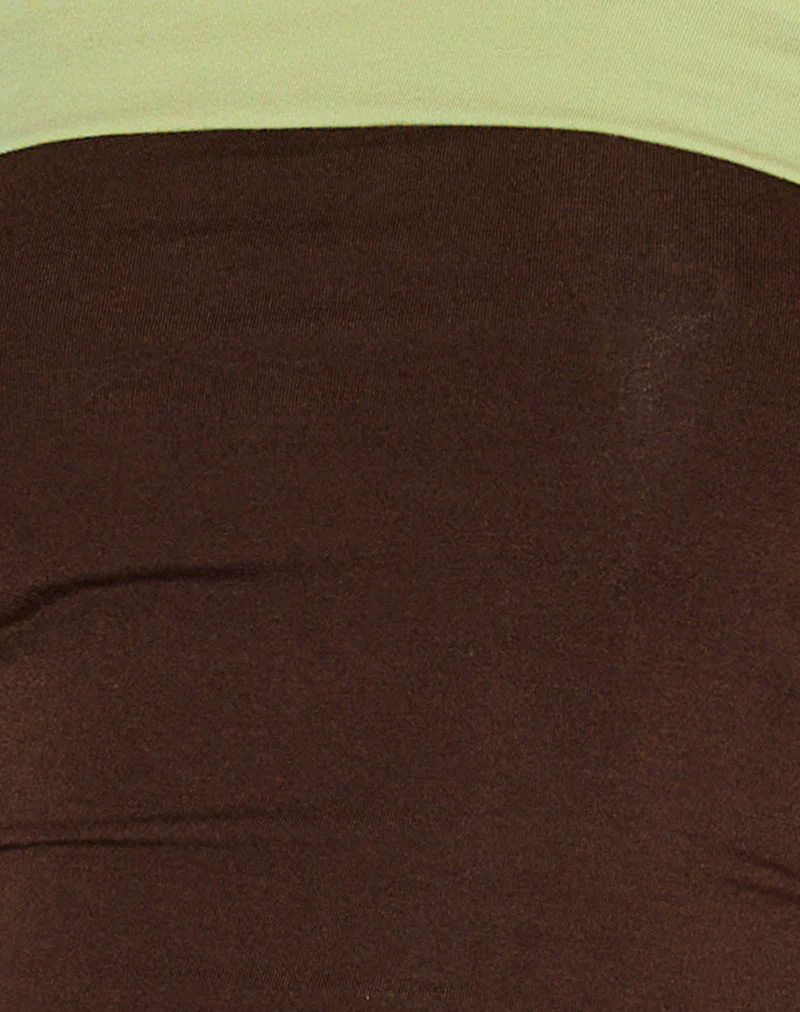 Solna Bandeau Top in Schokoladenbraun mit Pistazienborte - Image 7