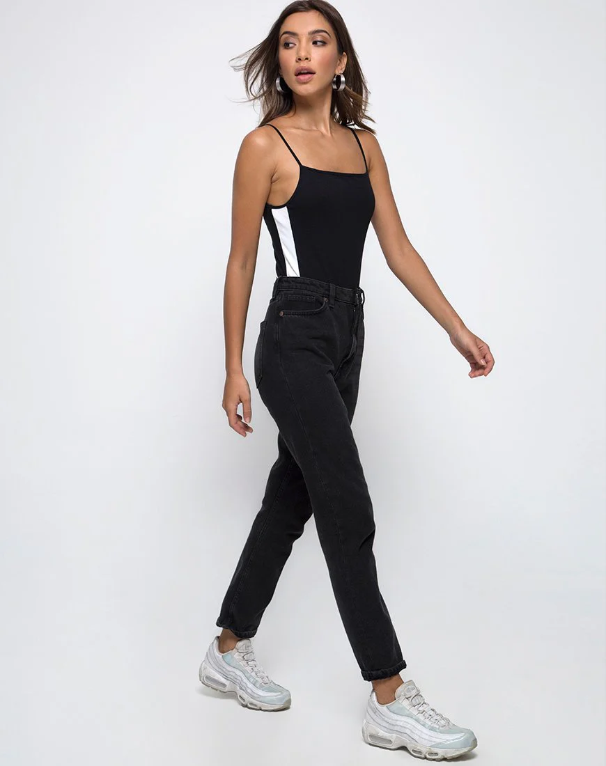 Solter Bodysuit in Schwarz mit weißen Streifen - Image 3