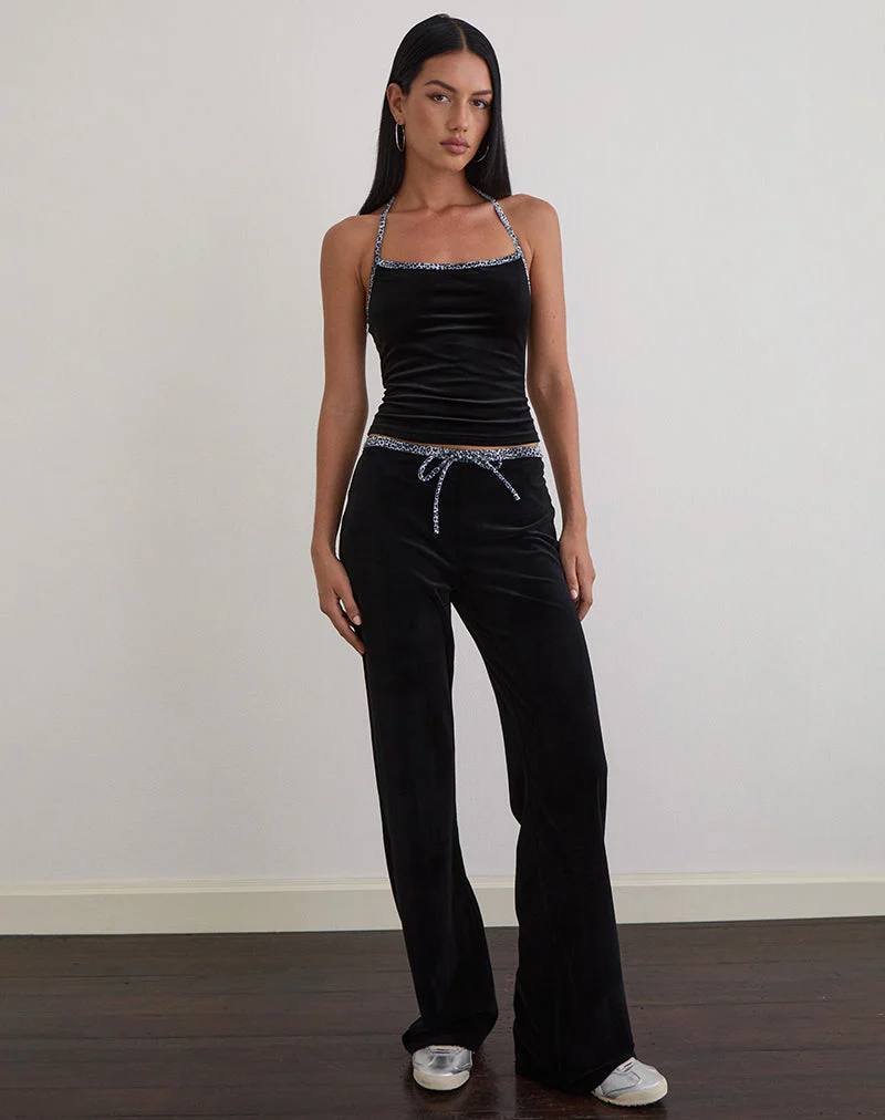 Solyn Neckholder-Top in Schwarz mit Leopardenmuster - Image 3