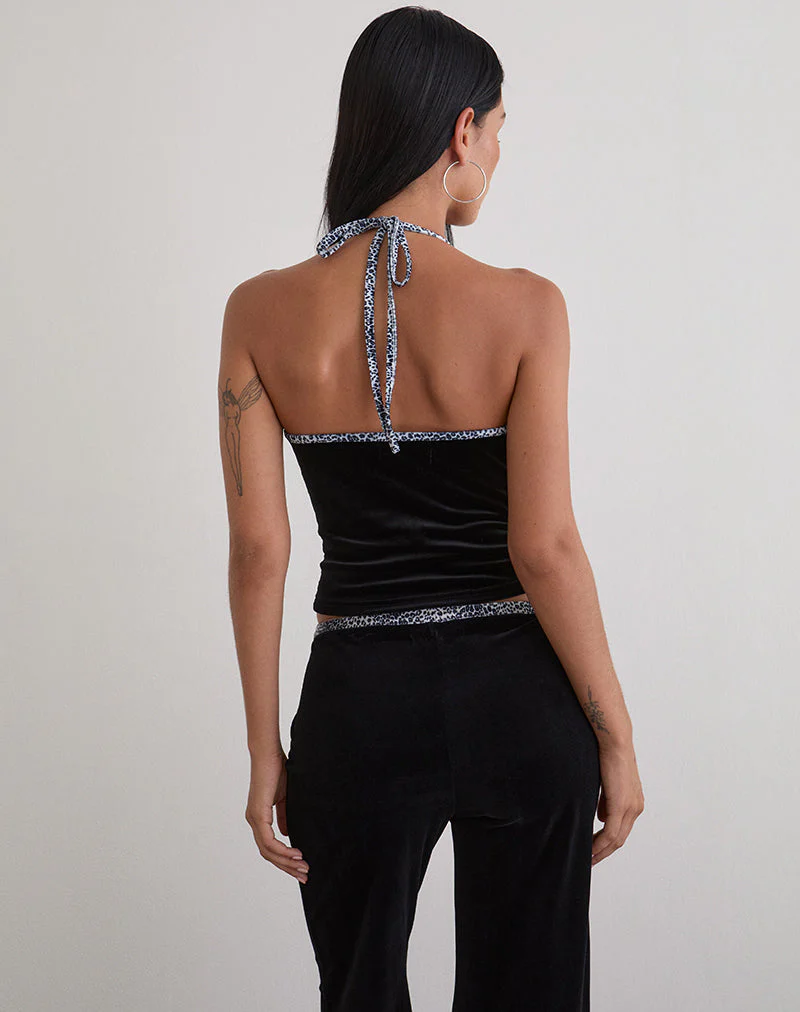 Solyn Neckholder-Top in Schwarz mit Leopardenmuster - Image 4
