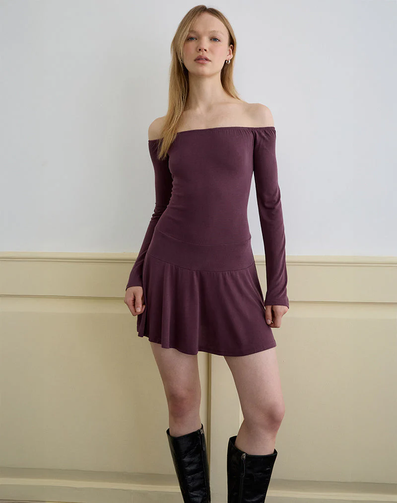 Somiah Bardot-Minikleid aus Cupro Deep Purple - Image 3
