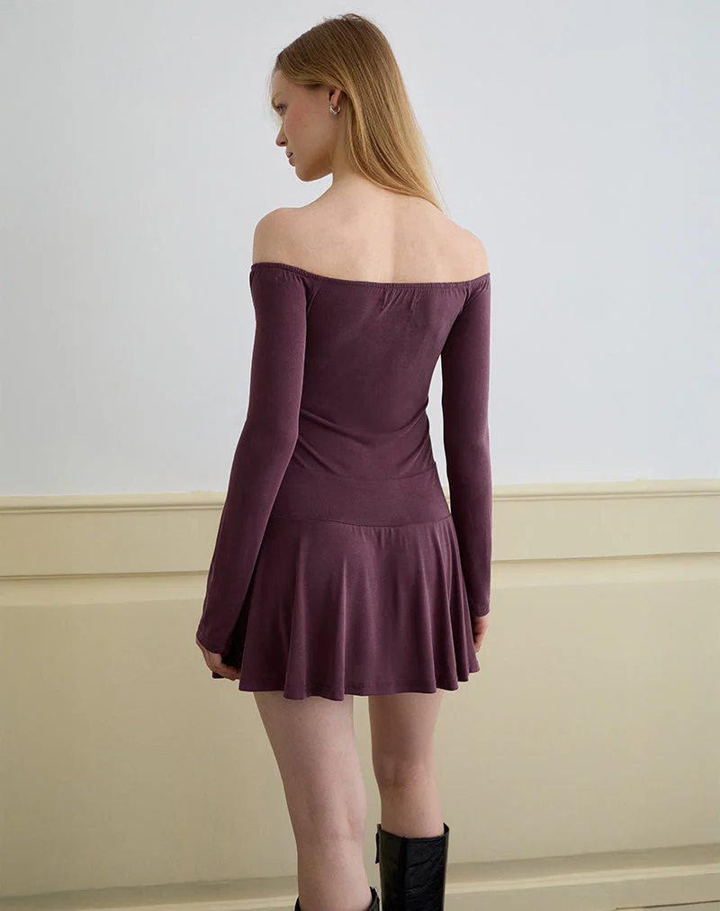 Somiah Bardot-Minikleid aus Cupro Deep Purple - Image 5
