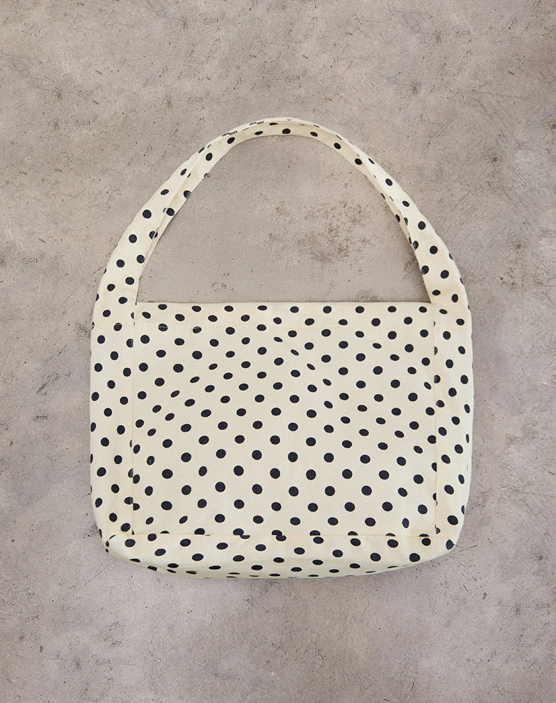 Sota Polka Twill Tasche in Weiß und Schwarz