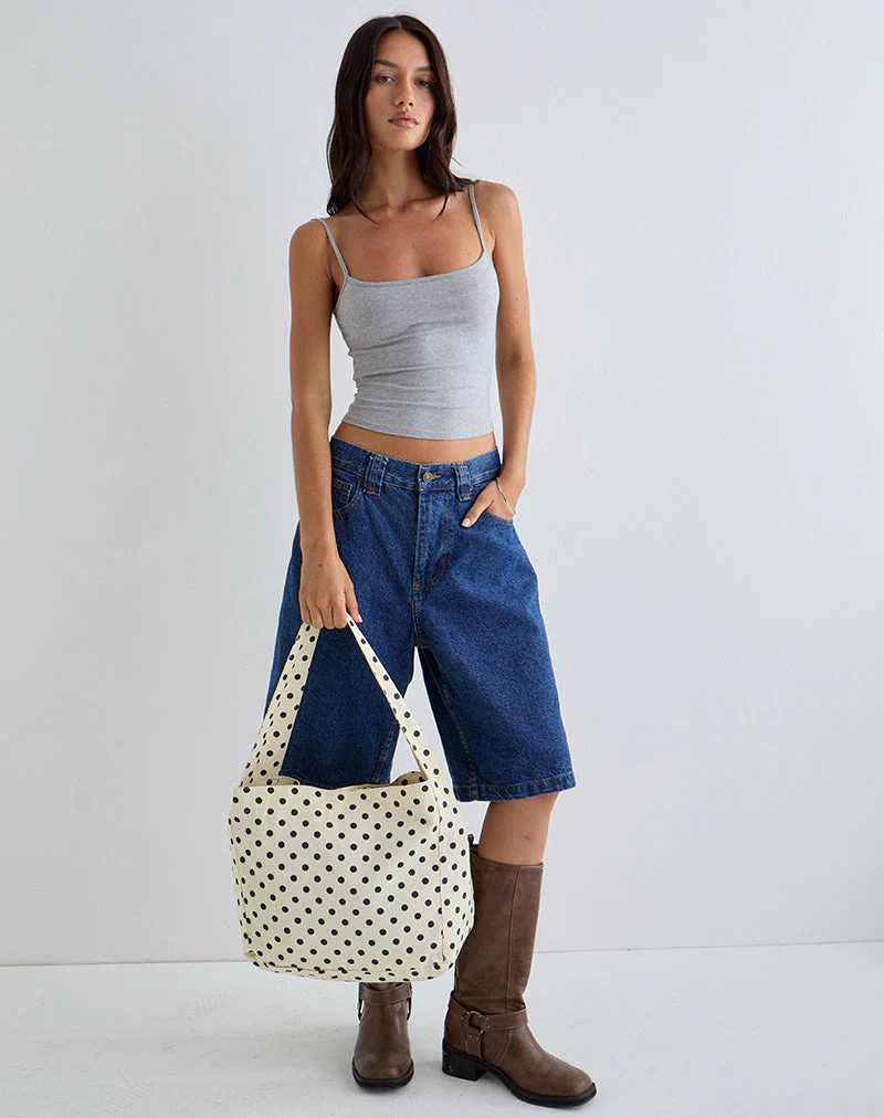 Sota Polka Twill Tasche in Weiß und Schwarz - Image 2