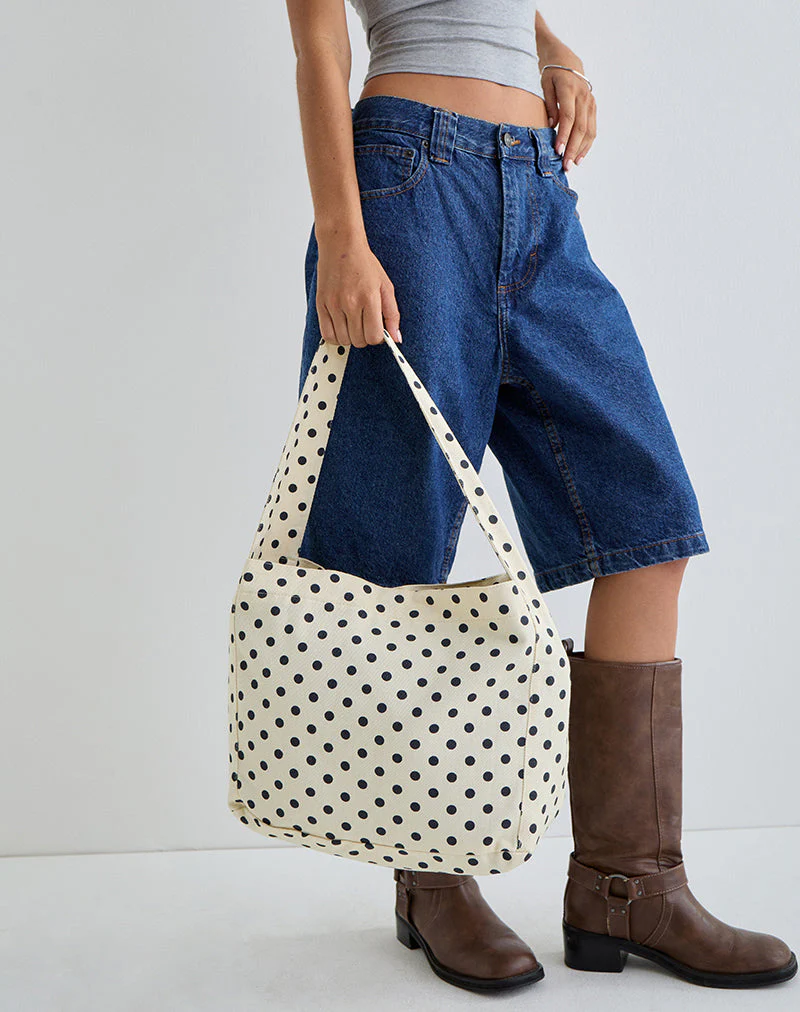 Sota Polka Twill Tasche in Weiß und Schwarz - Image 3