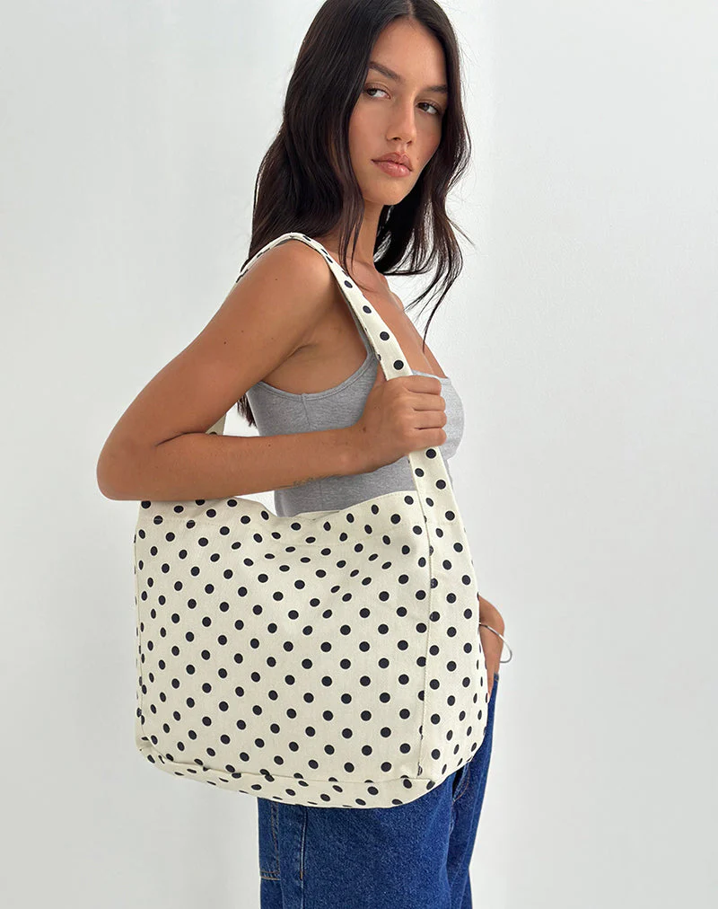 Sota Polka Twill Tasche in Weiß und Schwarz - Image 4