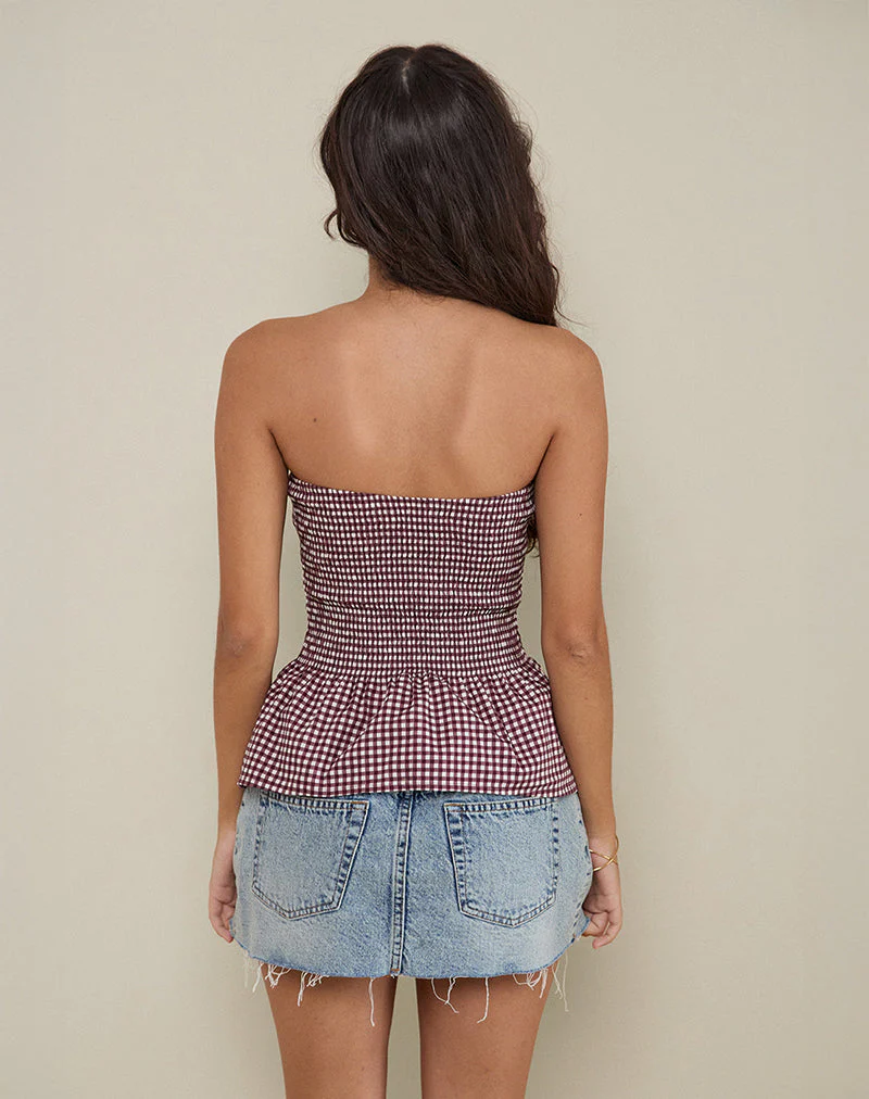 Soter Top in Mini Gingham Wein - Image 3