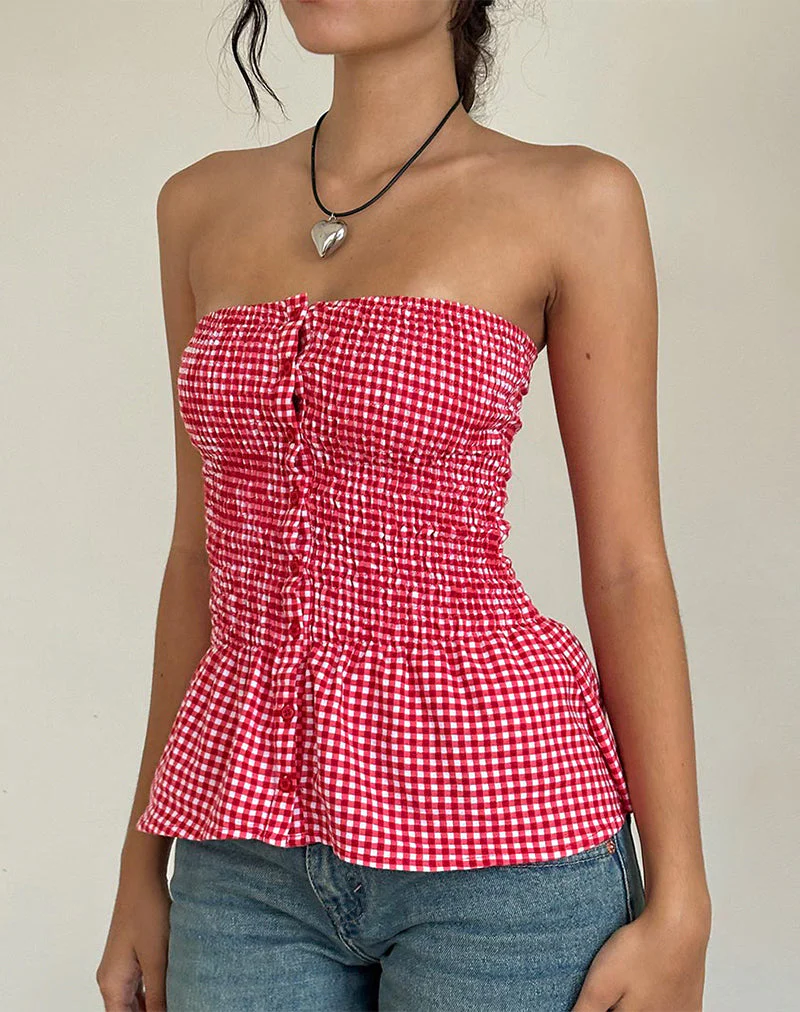 Soter-Oberteil aus rotem Gingham