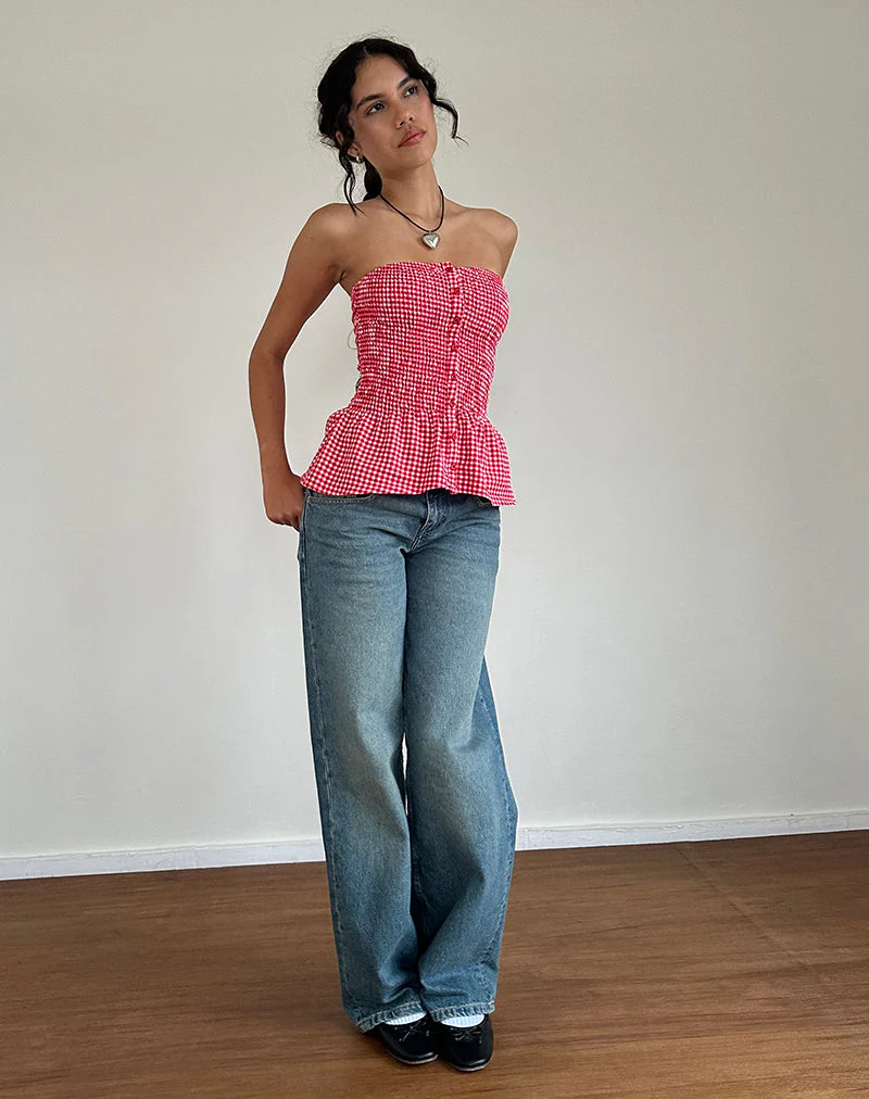 Soter-Oberteil aus rotem Gingham - Image 3