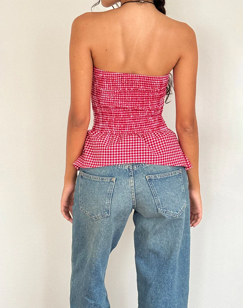 Soter-Oberteil aus rotem Gingham - Image 4