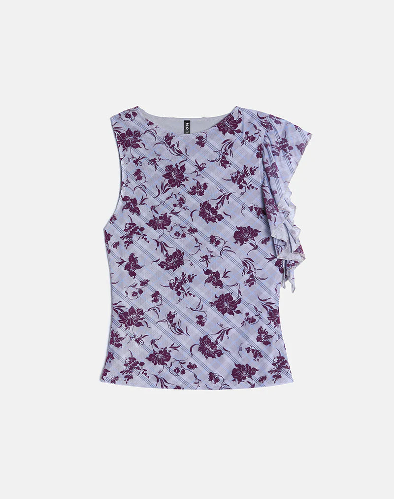 Soyan Asymmetrisches Top in Lotusflockenkaro Lavendel - Image 2
